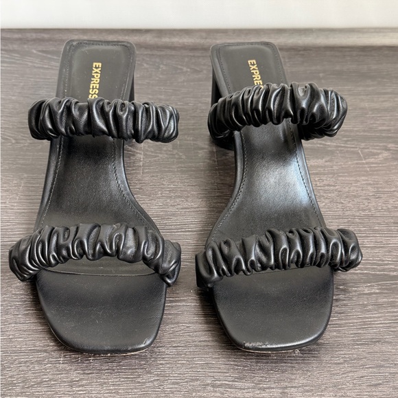 Express Women's Black Ruched strap Heels - Picture 2 of 4